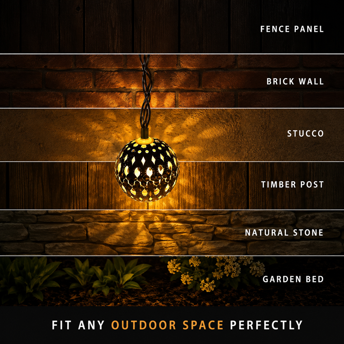Solar String Lights, Moroccan Globe Design, Plastic, Warm LED Light 3