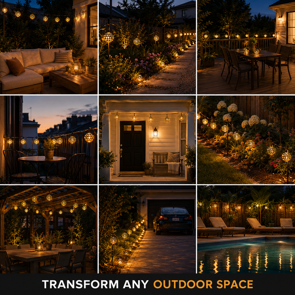 Solar String Lights, Moroccan Globe Design, Plastic, Warm LED Light 5