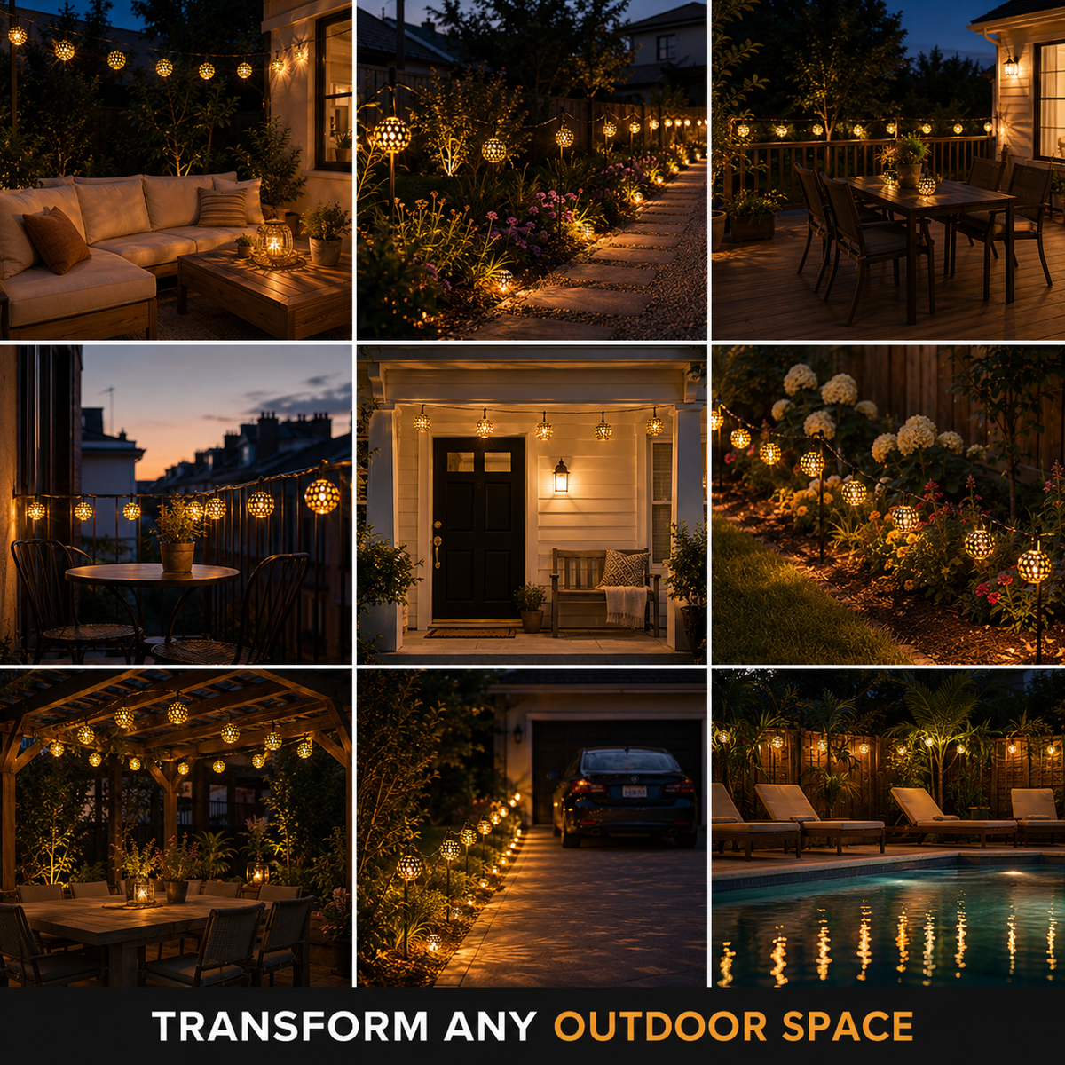 Solar String Lights, Moroccan Globe Design, Plastic, Warm LED Light 5