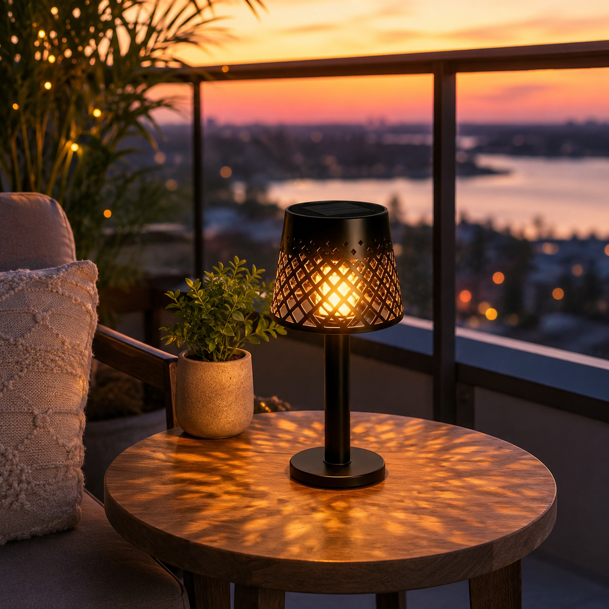 Solar Table Lamps Set of 4 – Cordless Cutout Metal Design, Warm White 2