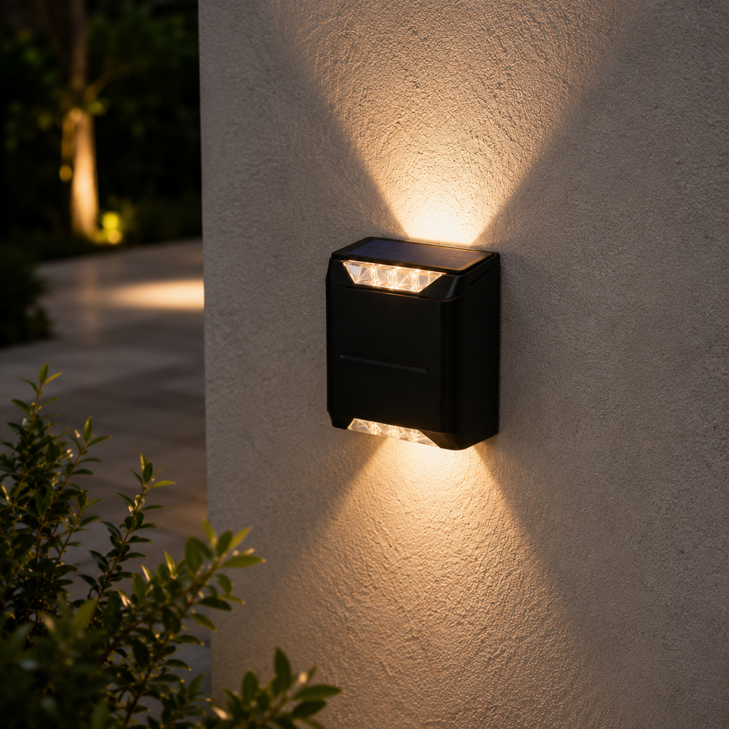 Solar Up-Down Wall Lights Set of 4 – Warm White Outdoor 1