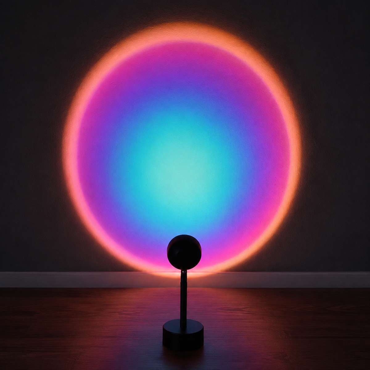 Sunset Projector Lamp | Multicolor LED Halo Light, Aluminum, Black 0