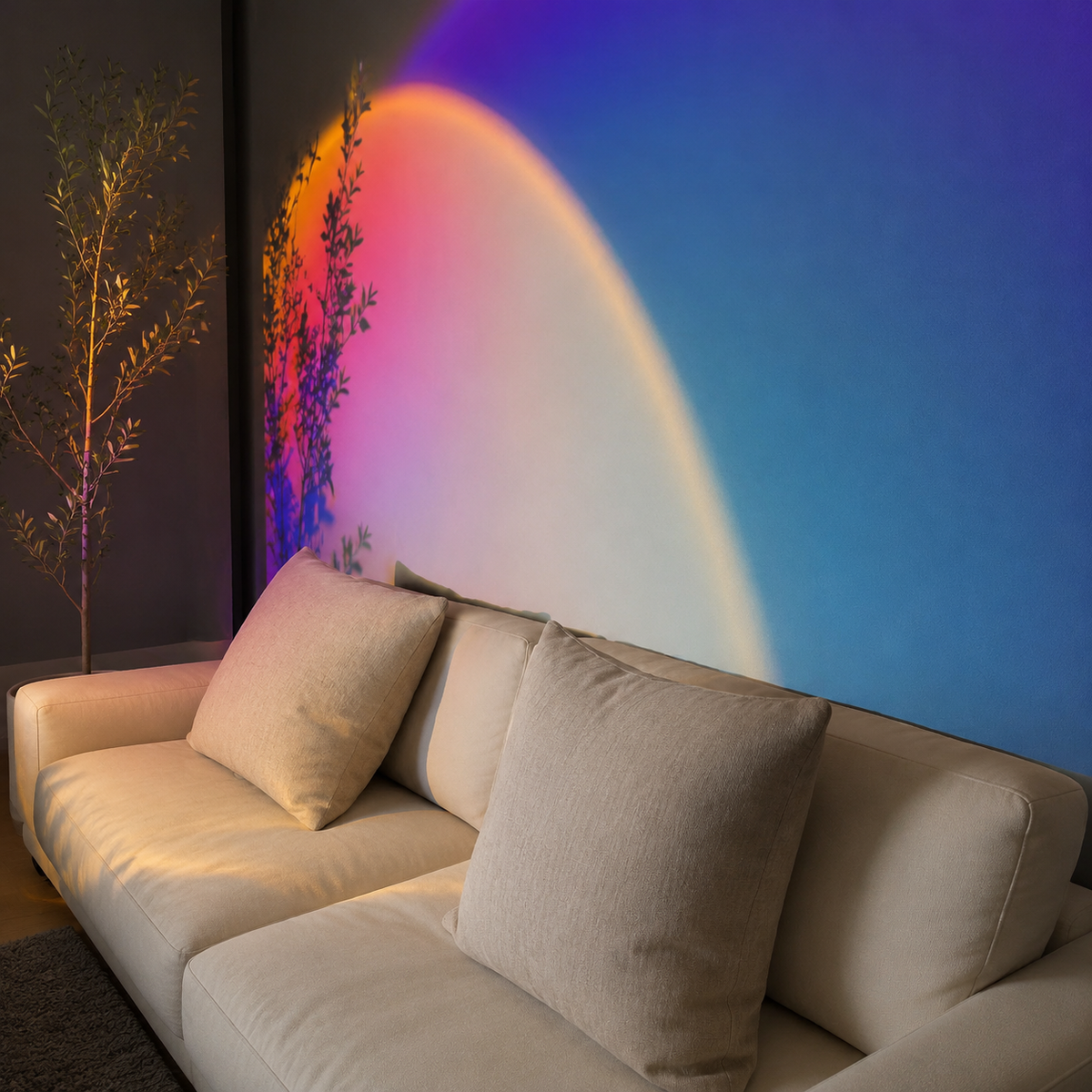 Sunset Projector Lamp | Multicolor LED Halo Light, Aluminum, Black 4