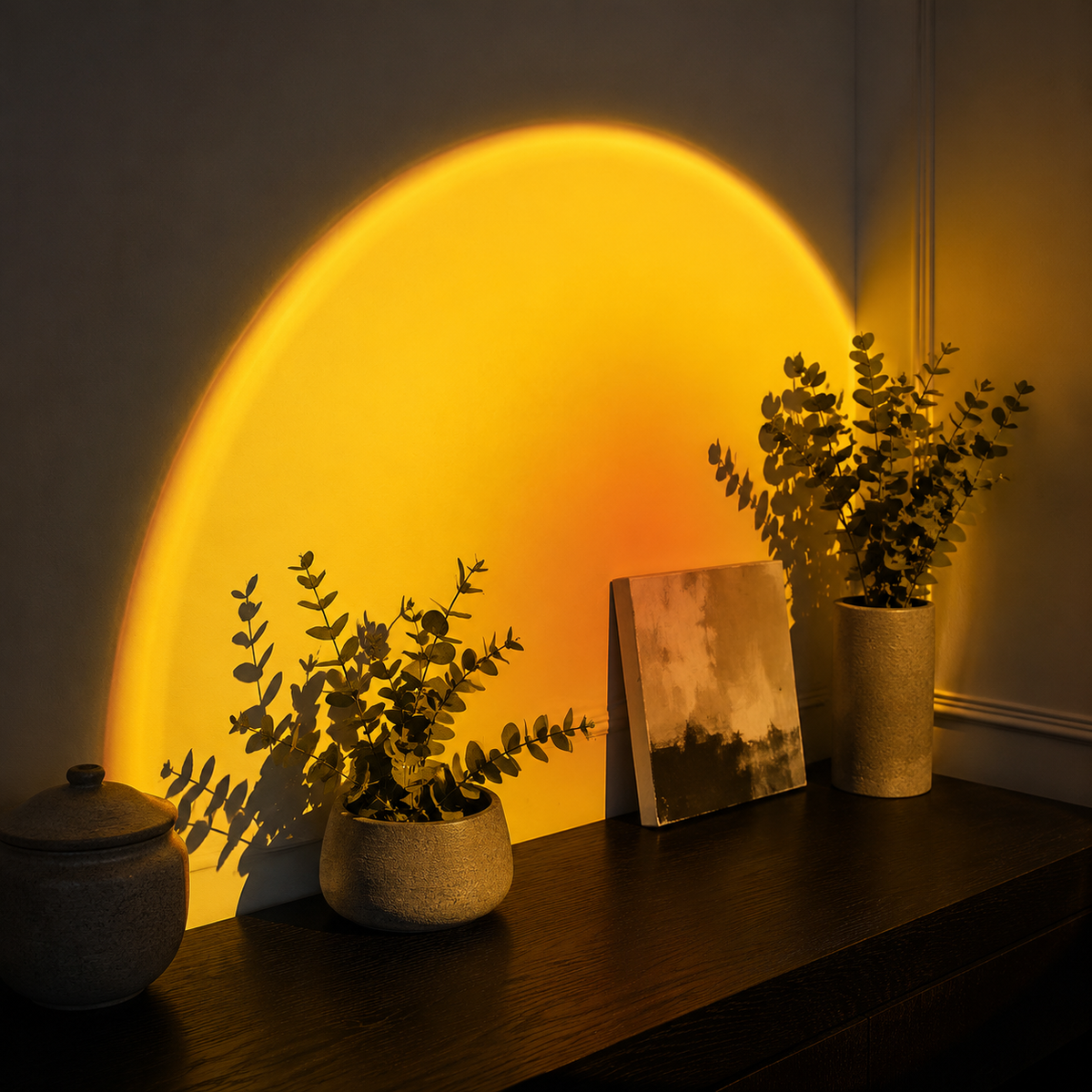 Sunset Projector Lamp | Multicolor LED Halo Light, Aluminum, Black 5