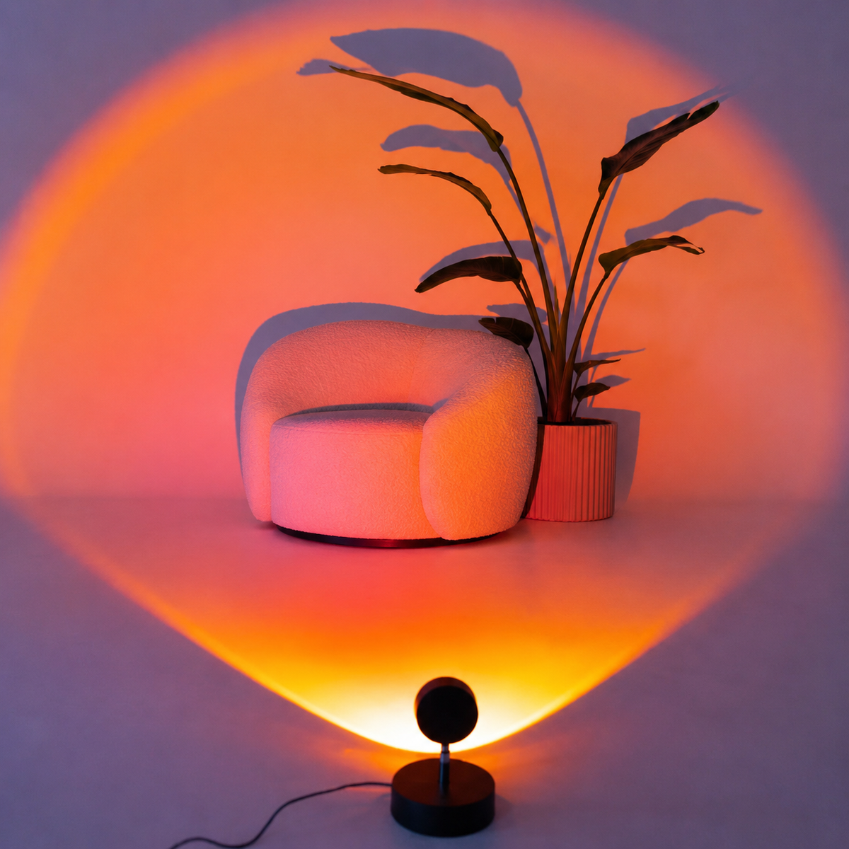 Sunset Projector Lamp | Multicolor LED Halo Light, Aluminum, Black 7