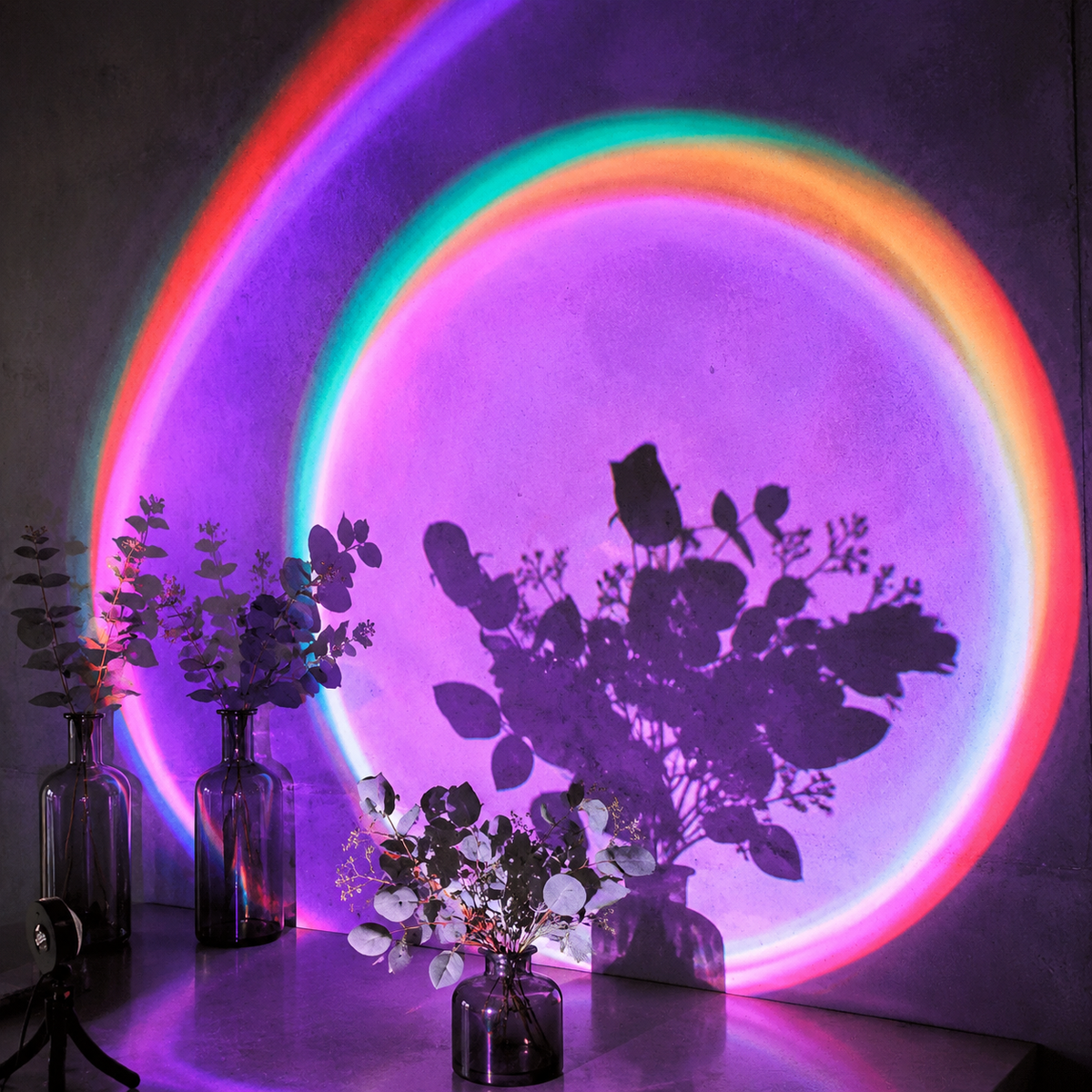 Sunset Projector Lamp | Multicolor LED Halo Light, Aluminum, Black 8