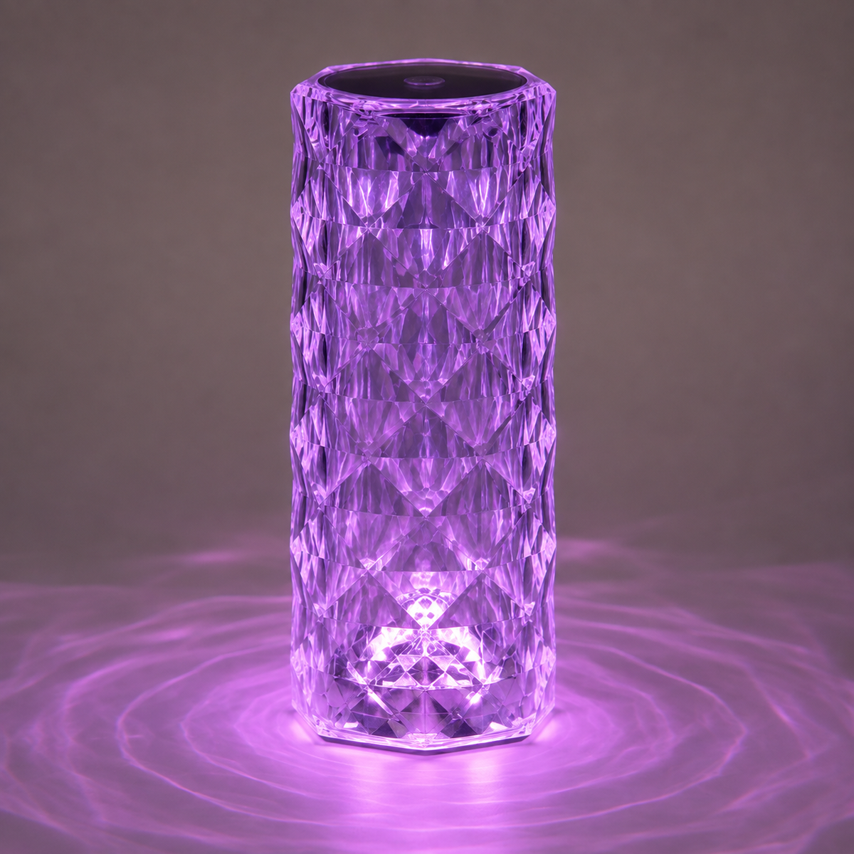 Table Lamp, Cordless Faceted Design, Transparent Technopolymer, White And RGB LED Lighting 9