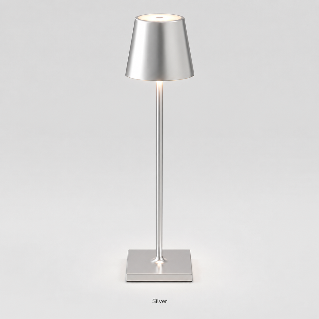 Table Lamp, Rechargeable Cordless Design, Aluminum And Acrylic, Adjustable 3000K 4000K 6000K Light 9