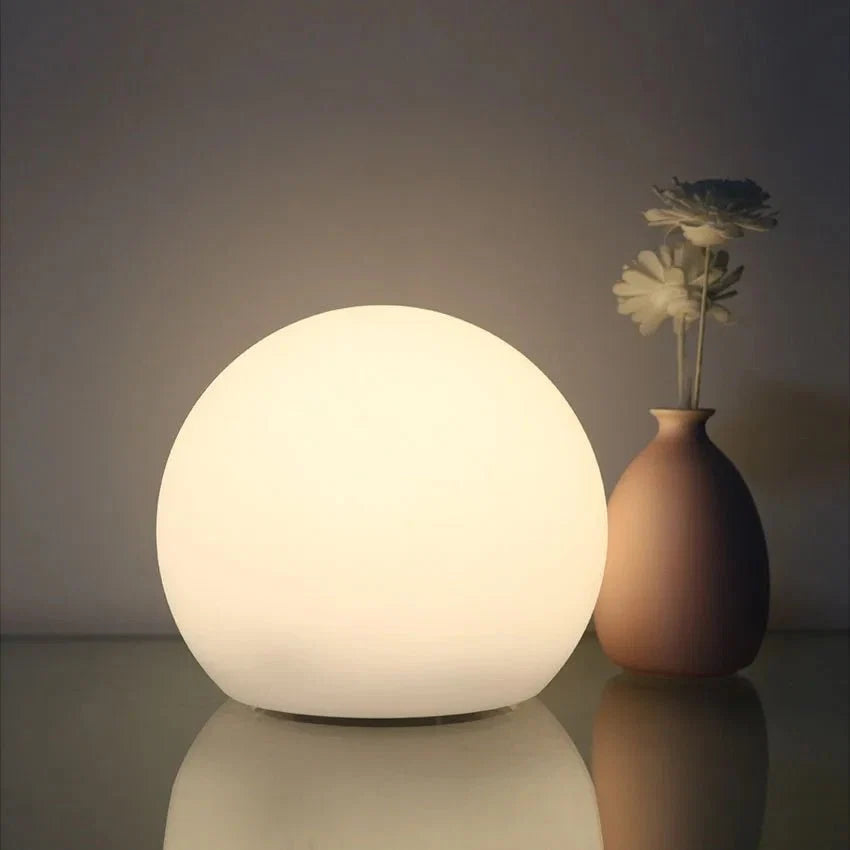 Table Lamp | 16 Color Rechargeable Globe Light, Polyethylene And ABS, White 0