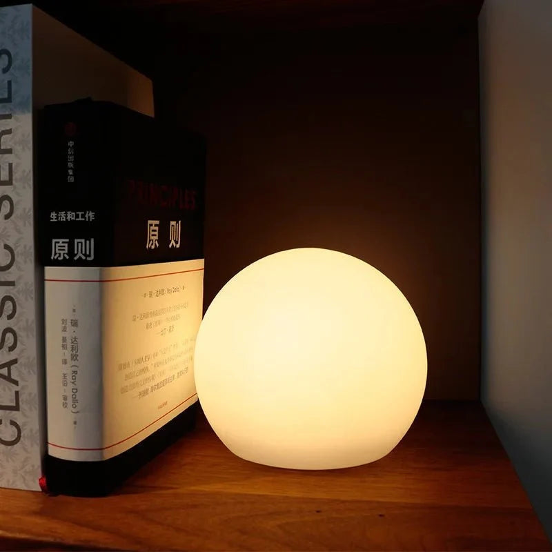 Table Lamp | 16 Color Rechargeable Globe Light, Polyethylene And ABS, White 1