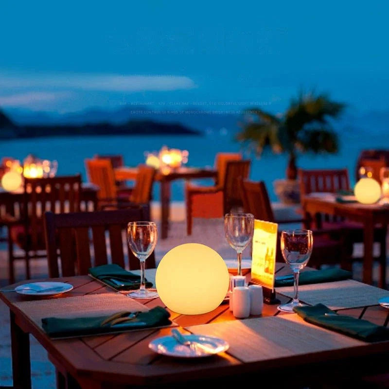 Table Lamp | 16 Color Rechargeable Globe Light, Polyethylene And ABS, White 6