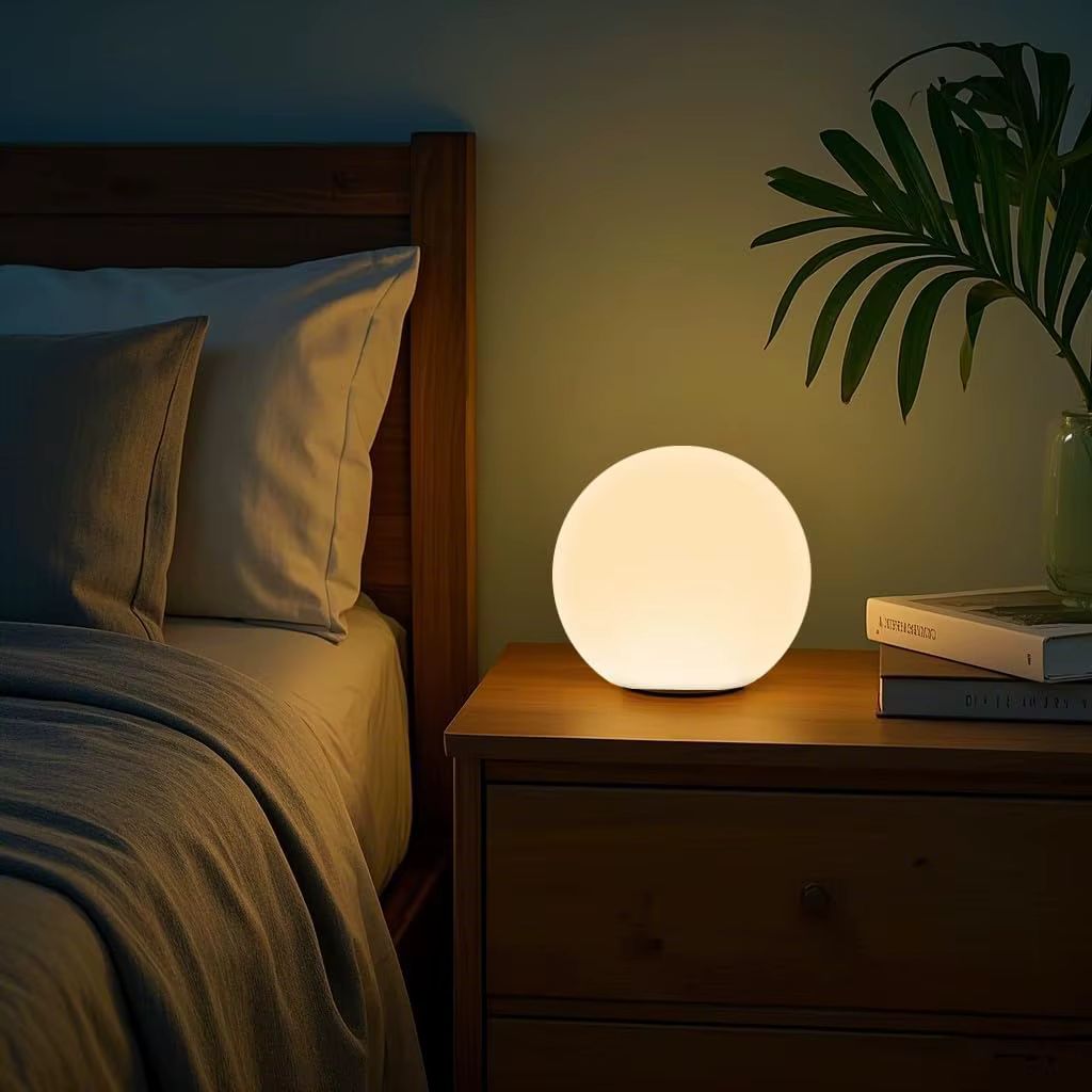 Table Lamp | Cordless 16 Color LED Moon Light With Remote, PVC, White 3