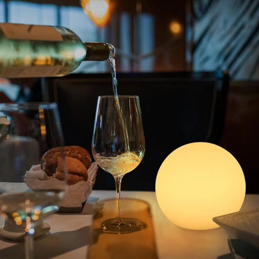 Table Lamp | Cordless 16 Color LED Moon Light With Remote, PVC, White 4