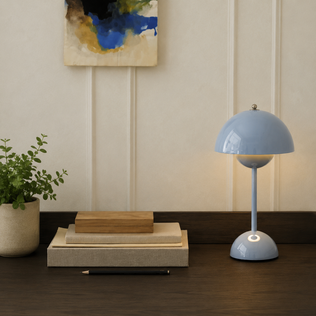 Table Lamp | Dome Shade With Three Brightness Levels, Metal, Gray 10