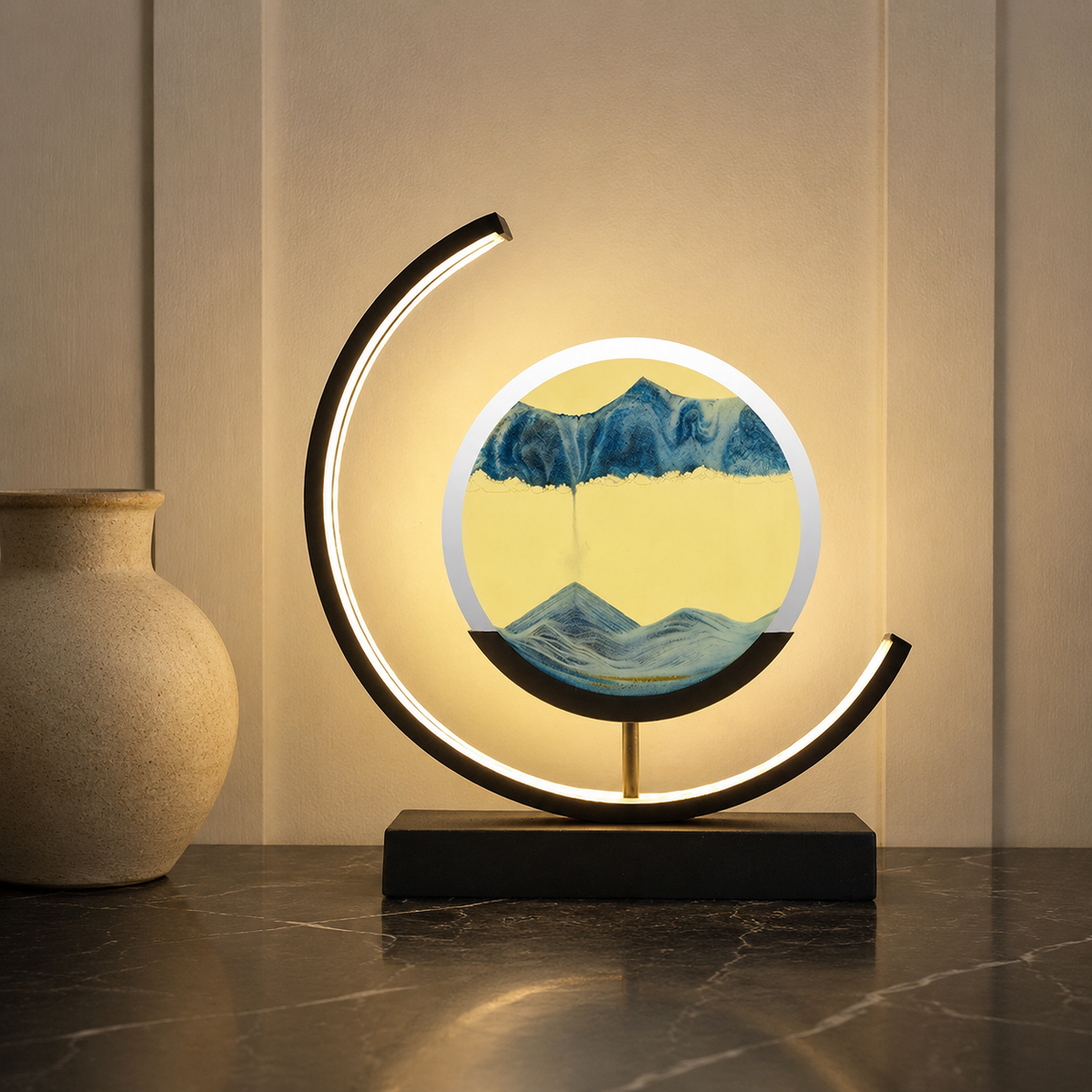 Table Lamp | Rotating Quicksand Art Light, Acrylic And Iron, Warm White 10