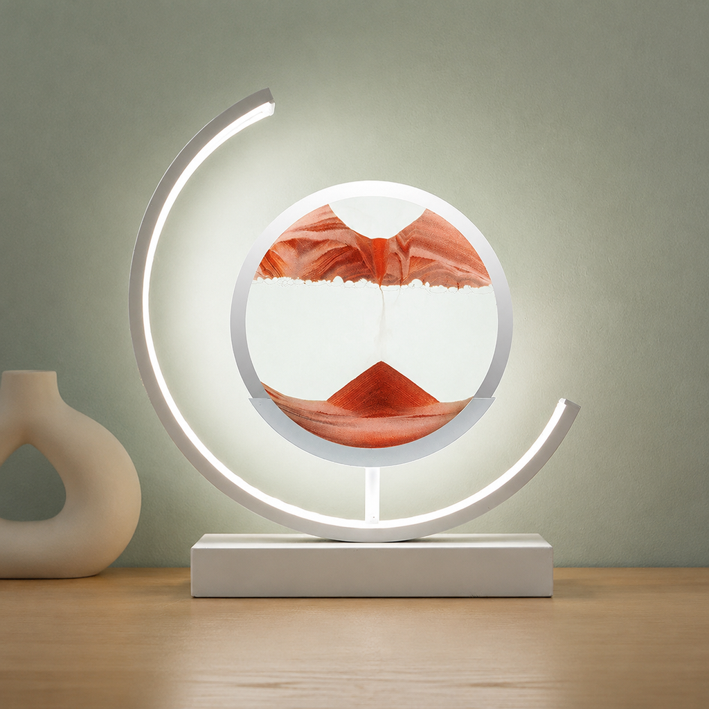 Table Lamp | Rotating Quicksand Art Light, Acrylic And Iron, Warm White 11