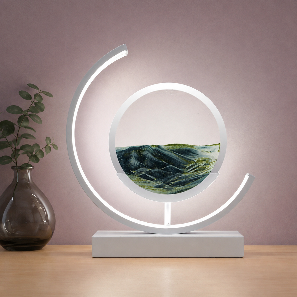 Table Lamp | Rotating Quicksand Art Light, Acrylic And Iron, Warm White 13