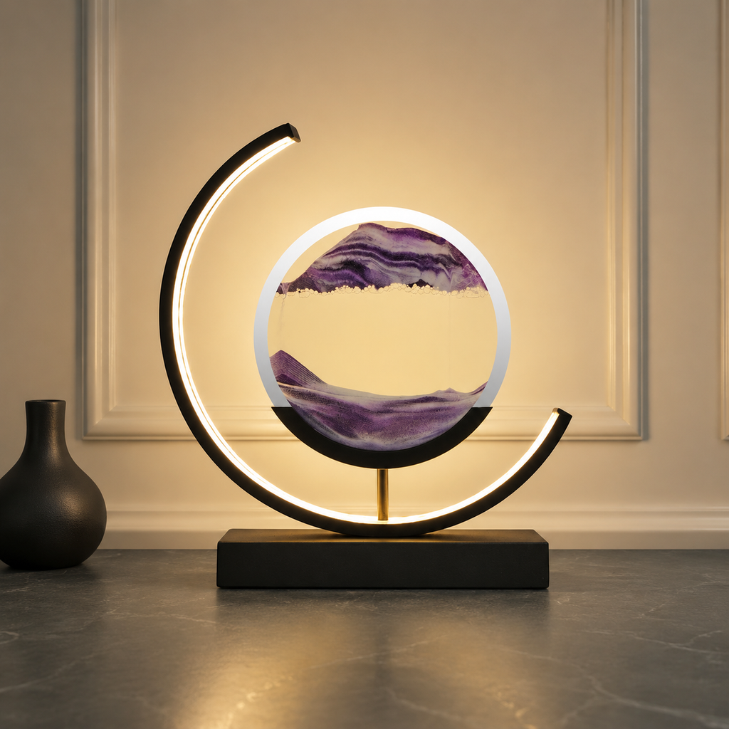Table Lamp | Rotating Quicksand Art Light, Acrylic And Iron, Warm White 14