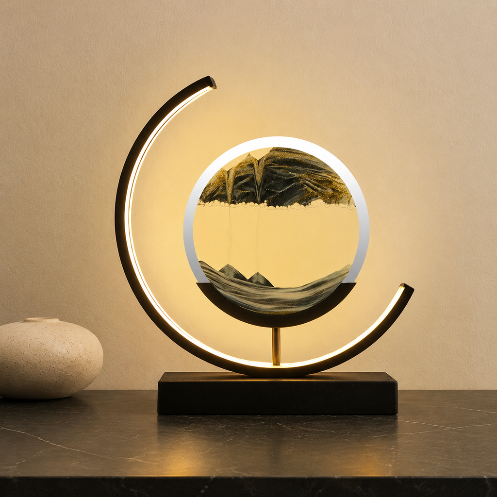 Table Lamp | Rotating Quicksand Art Light, Acrylic And Iron, Warm White 15