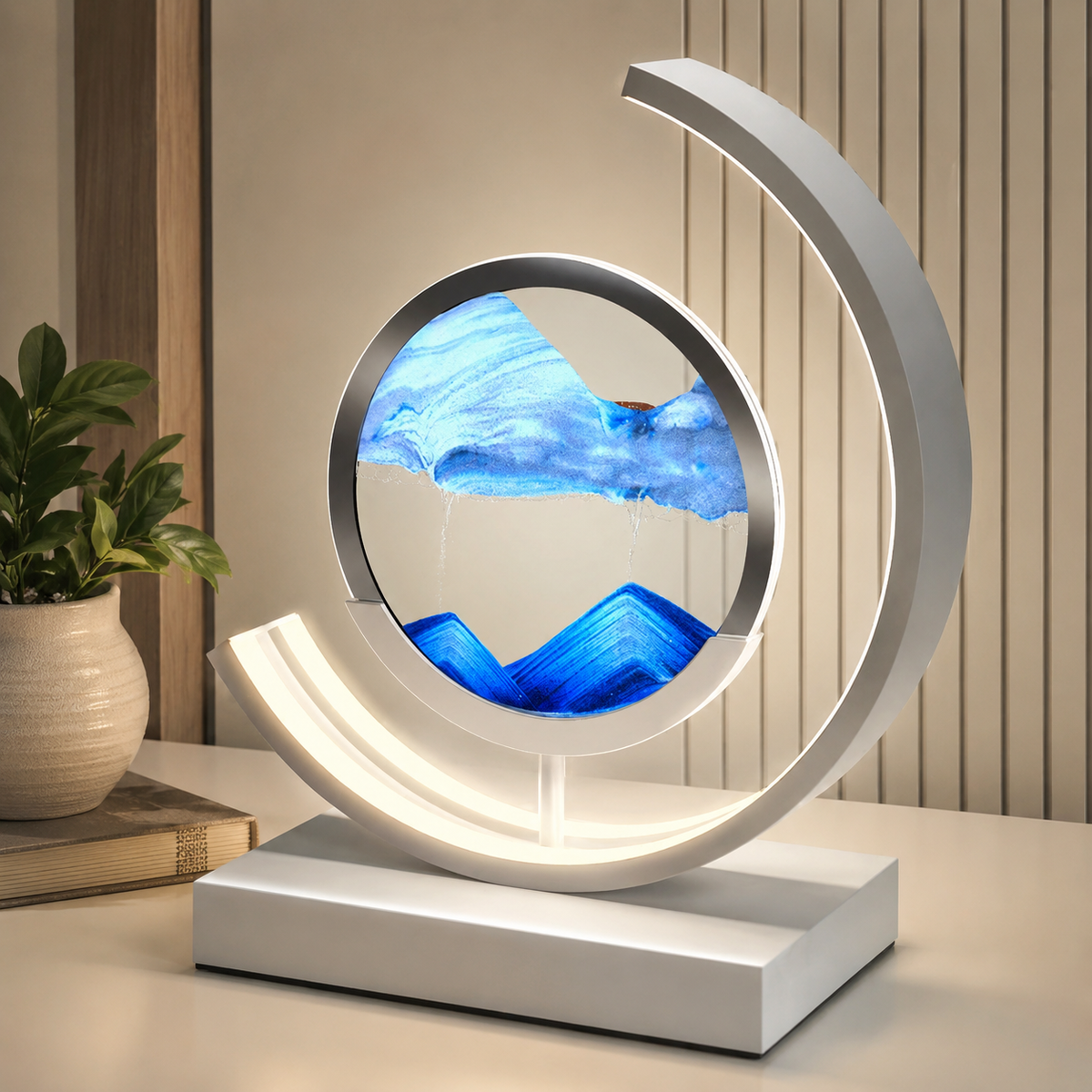 Table Lamp | Rotating Quicksand Art Light, Acrylic And Iron, Warm White 4
