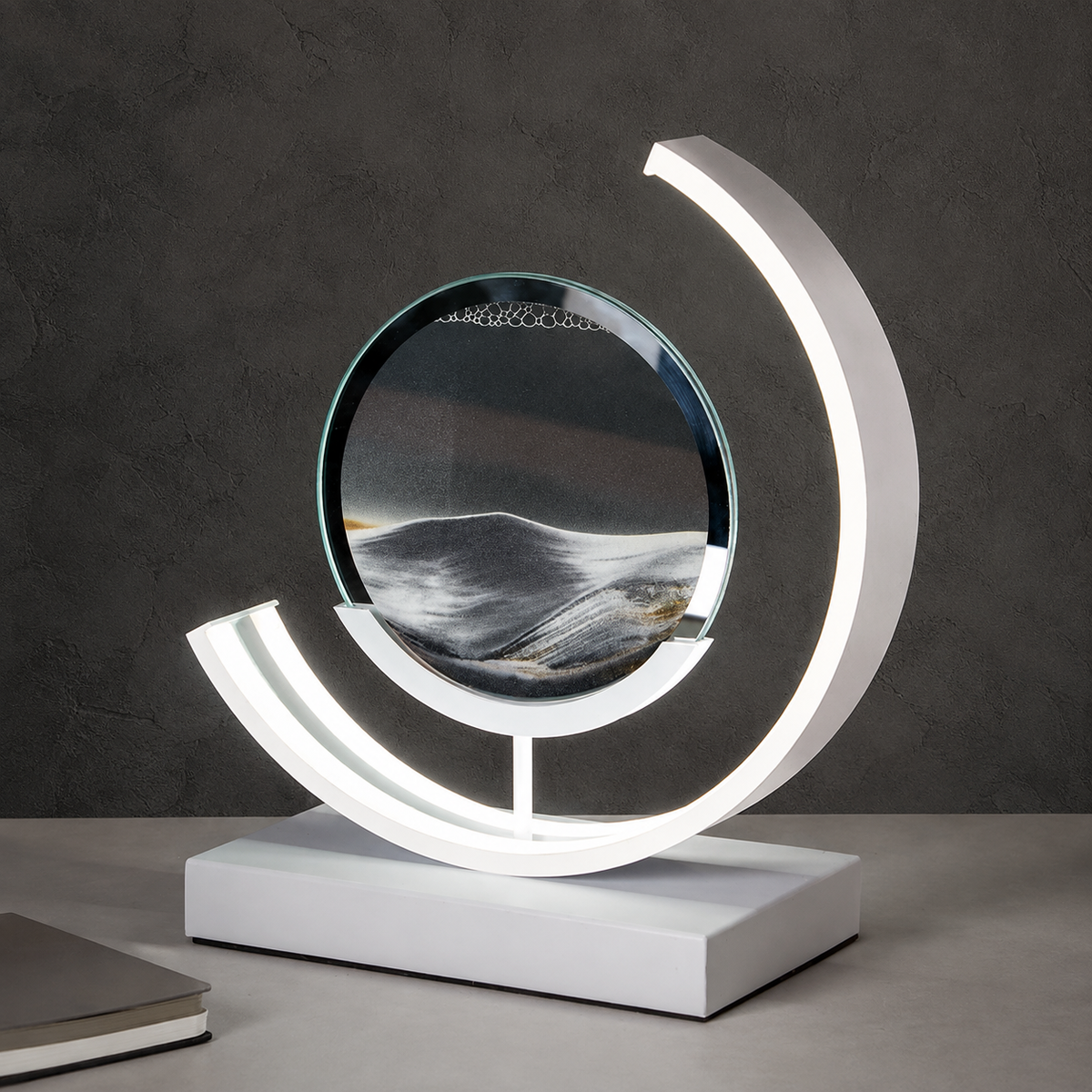 Table Lamp | Rotating Quicksand Art Light, Acrylic And Iron, Warm White 5
