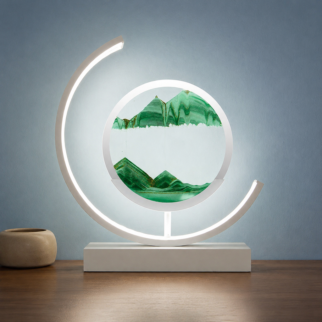 Table Lamp | Rotating Quicksand Art Light, Acrylic And Iron, Warm White 9