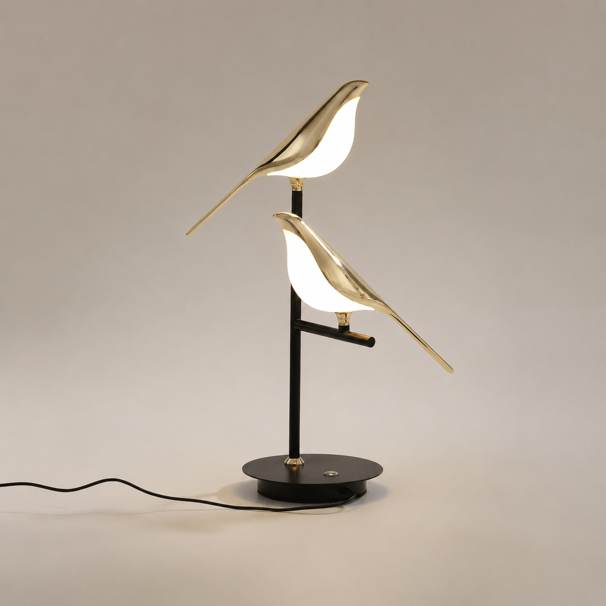 Table Lamp | Sculptural Two Bird LED Accent Light, Metal Construction, Gold Finish 5