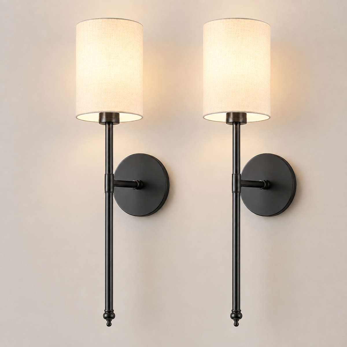 Wall Sconce Set, Cordless Cylindrical Design, Adhesive or Screw Mounting, Set of Two 10