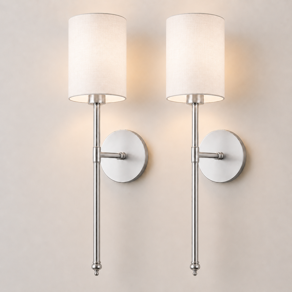 Wall Sconce Set, Cordless Cylindrical Design, Adhesive or Screw Mounting, Set of Two 9