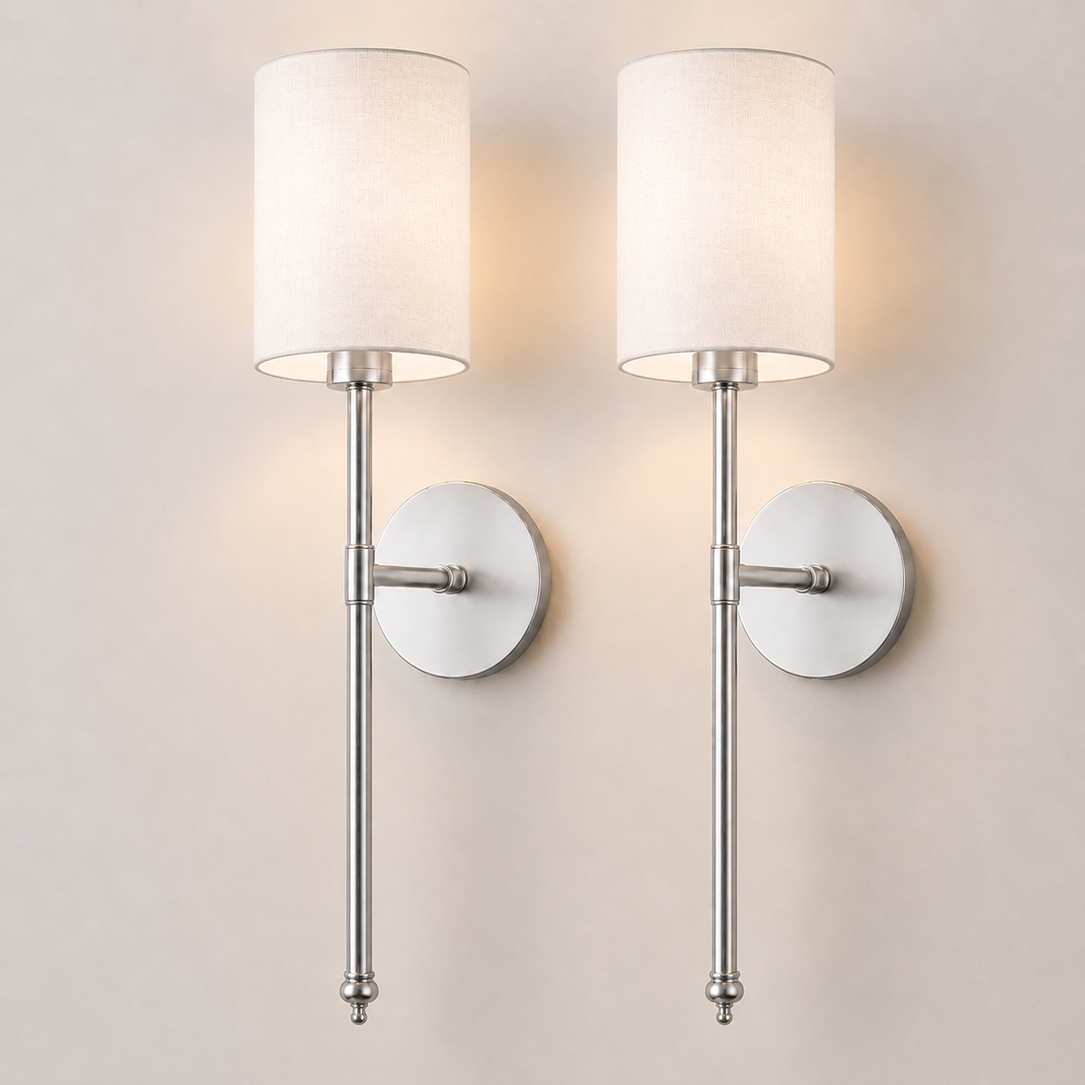Wall Sconce Set, Cordless Cylindrical Design, Adhesive or Screw Mounting, Set of Two 9