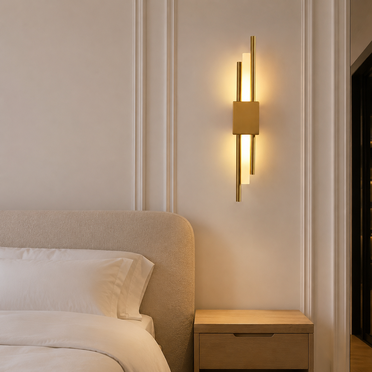 Wall Sconce | Minimalist Dual LED Light, Aluminum, Gold 1
