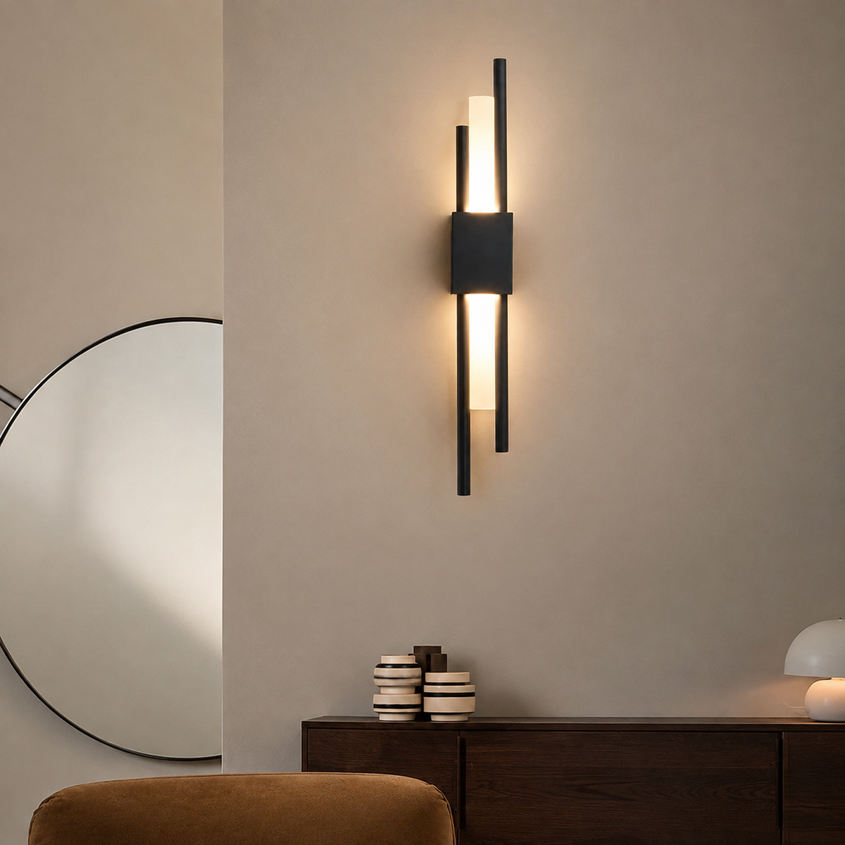 Wall Sconce | Minimalist Dual LED Light, Aluminum, Gold 3