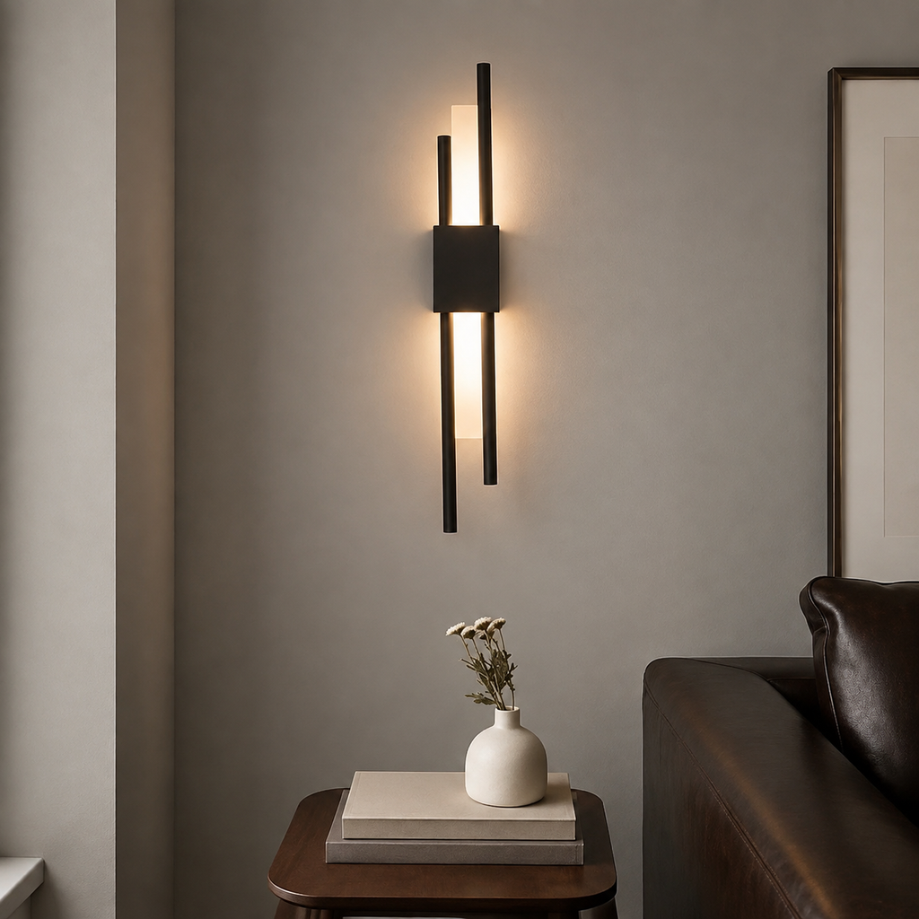 Wall Sconce | Minimalist Dual LED Light, Aluminum, Gold 4