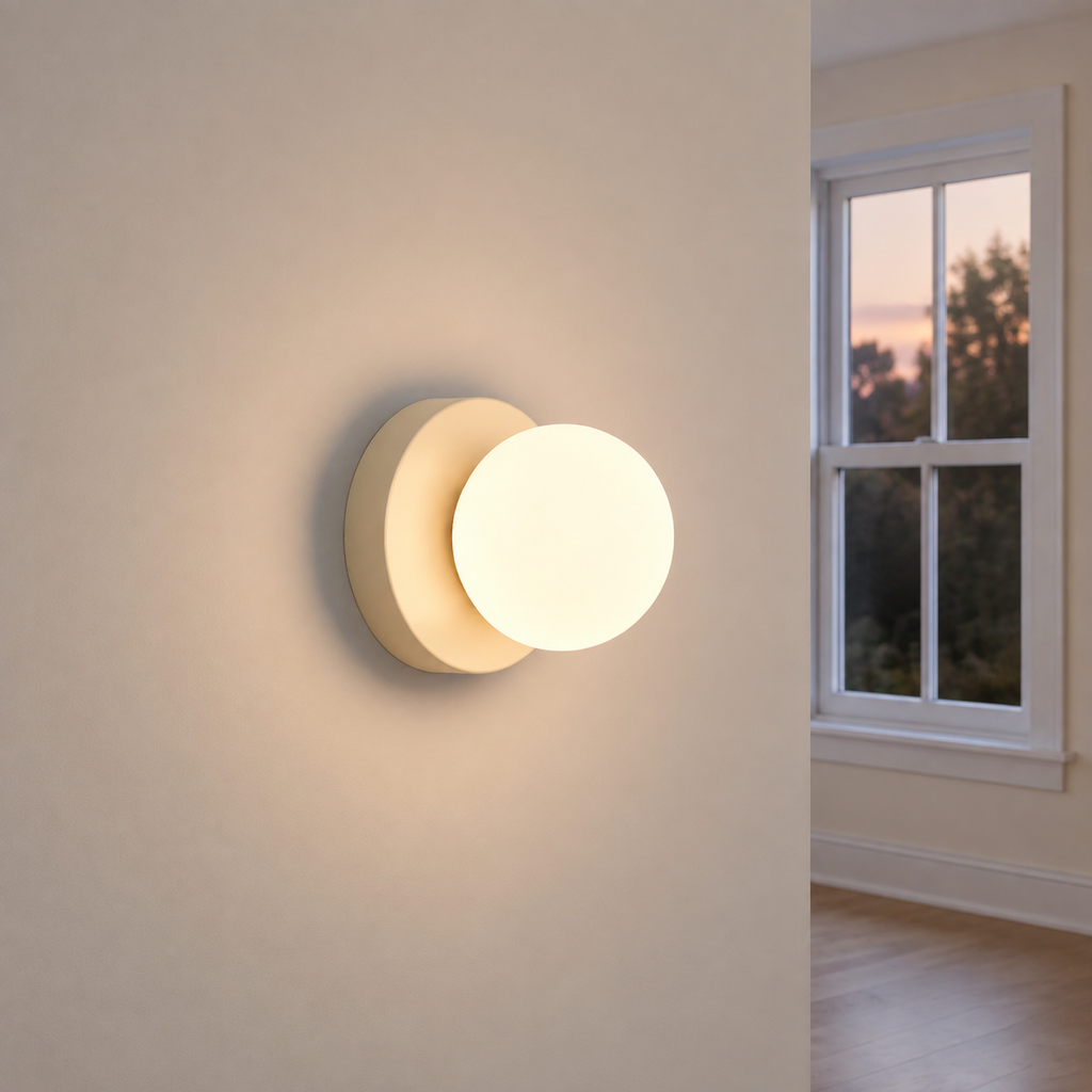 Wall Sconce | Nordic Glass Globe LED Light, Iron And Glass, Beige Finish 1