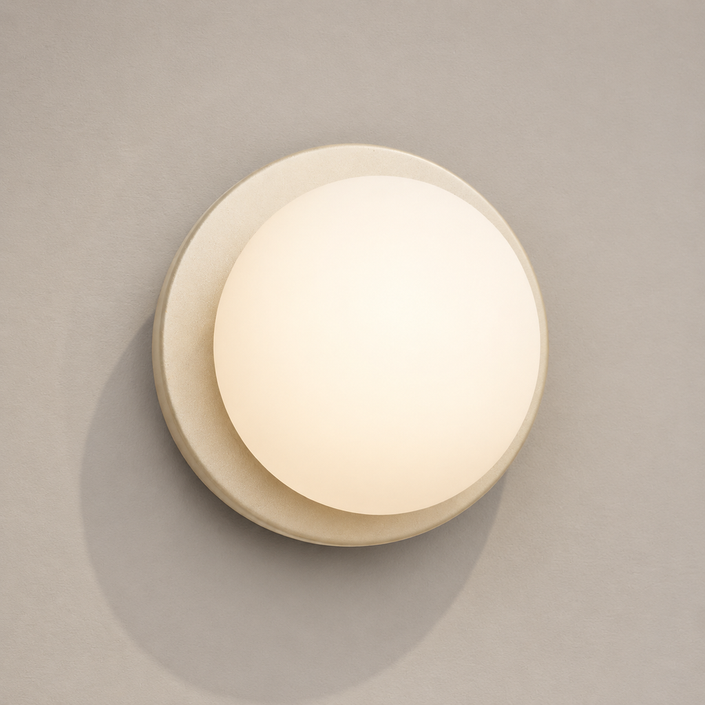 Wall Sconce | Nordic Glass Globe LED Light, Iron And Glass, Beige Finish 4