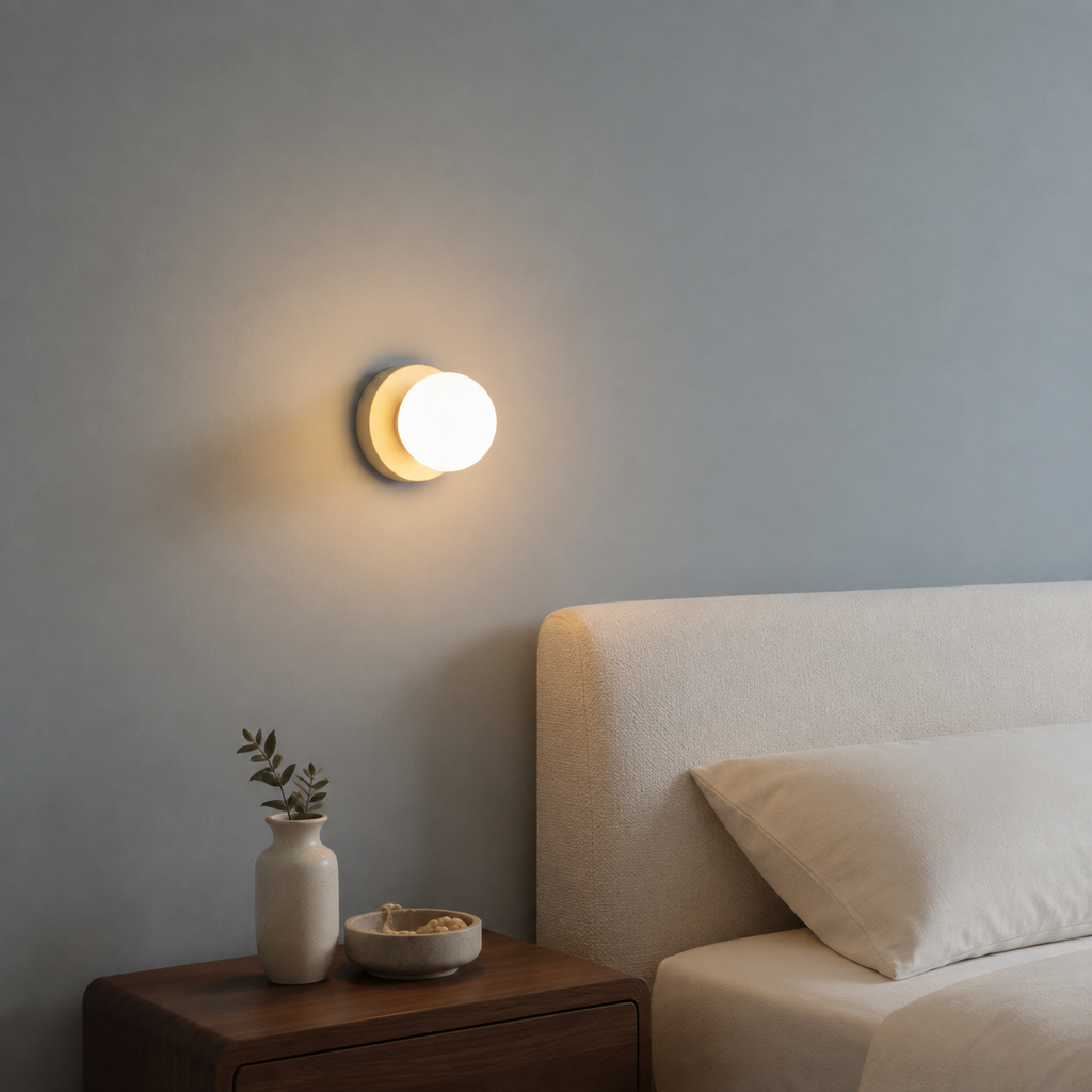 Wall Sconce | Nordic Glass Globe LED Light, Iron And Glass, Beige Finish 6