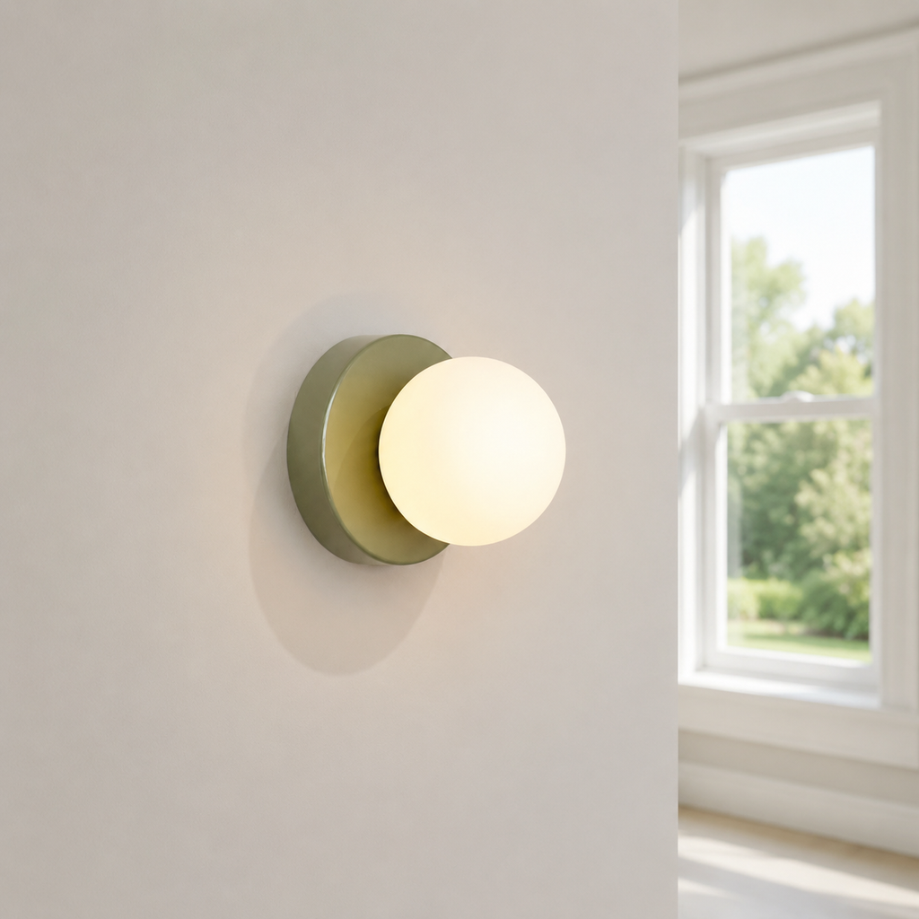 Wall Sconce | Nordic Glass Globe LED Light, Iron And Glass, Beige Finish 7