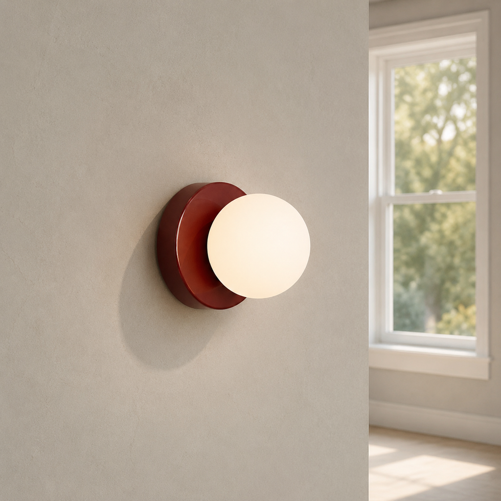 Wall Sconce | Nordic Glass Globe LED Light, Iron And Glass, Beige Finish 8