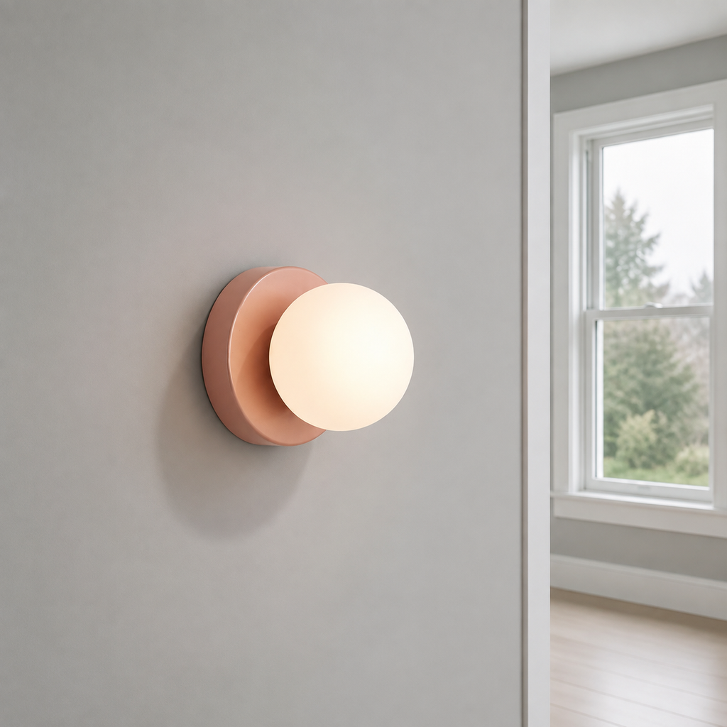 Wall Sconce | Nordic Glass Globe LED Light, Iron And Glass, Beige Finish 9