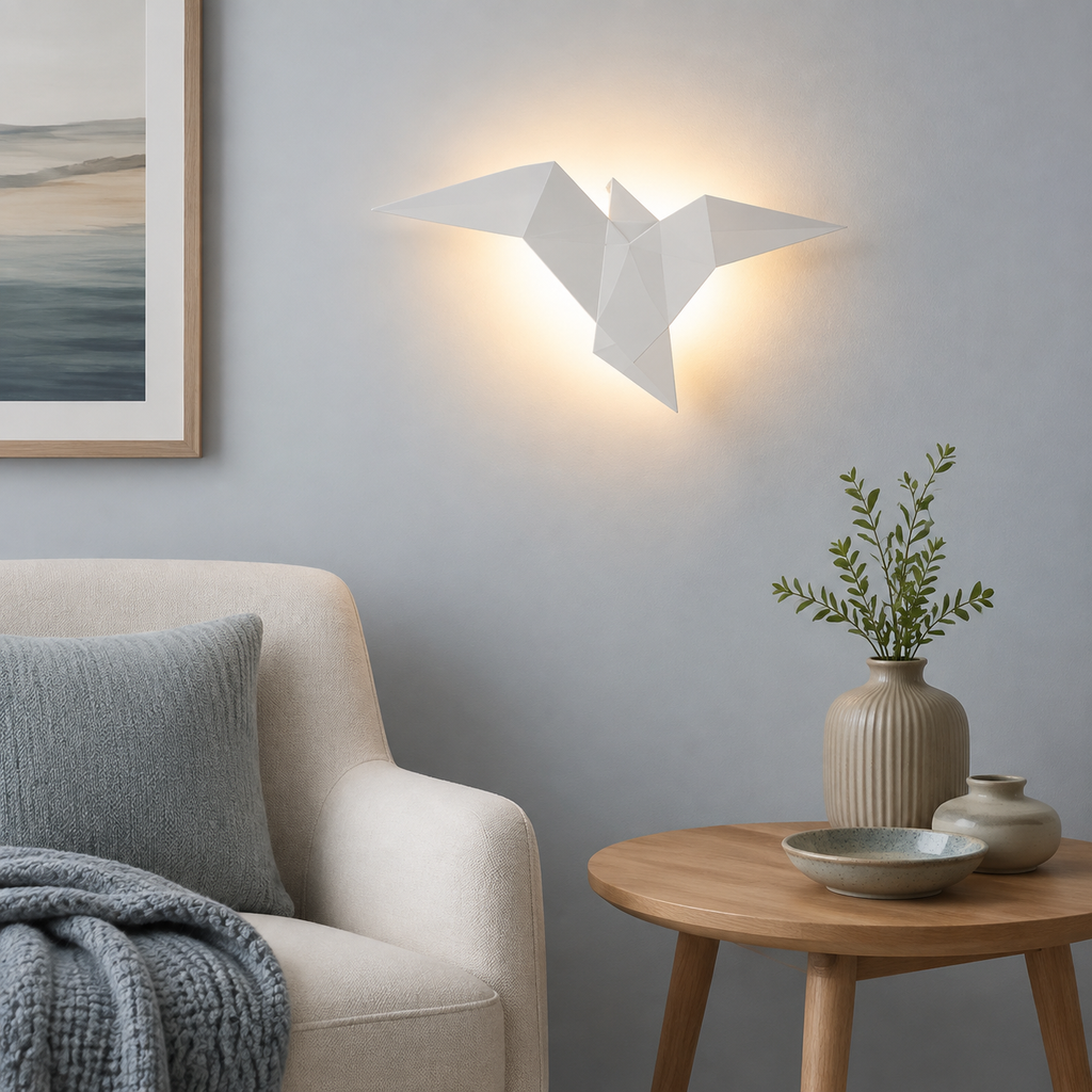 Wall Sconce | Origami Bird LED Light, Aluminum And Acrylic, Black 2