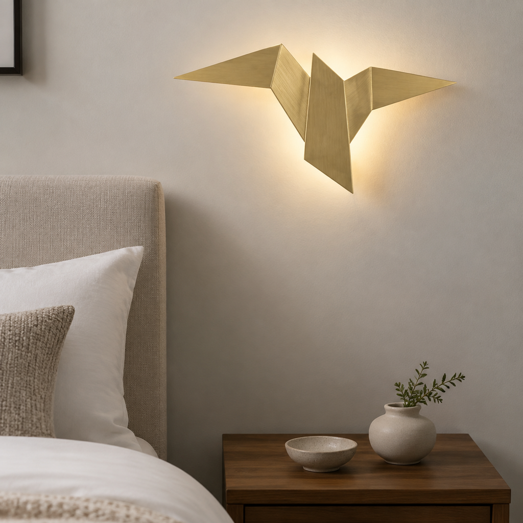 Wall Sconce | Origami Bird LED Light, Aluminum And Acrylic, Black 3