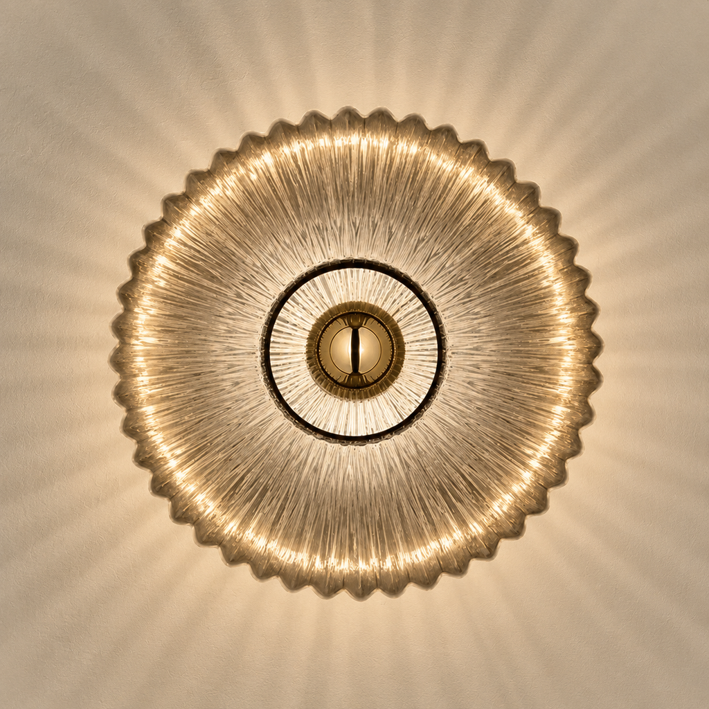Wall Sconce | Retro Ribbed Glass LED Light, Stone Finish, Smoke Gray 2